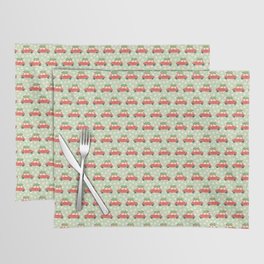 Fun Christmas Cars And Christmas Trees Holiday Pattern Placemat