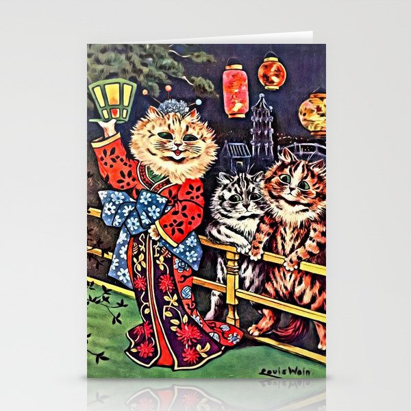 Louis Wain -  Geisha Cat  Stationery Cards