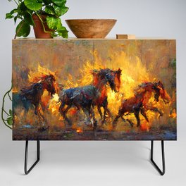 Flaming Horses Credenza