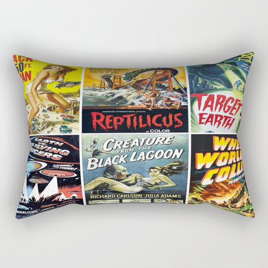 Vintage Sci-Fi Movie Poster Collage Rectangular Pillow
