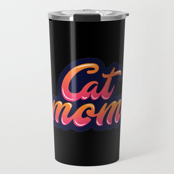 Cat mom awesome colorful retro fonts Travel Mug