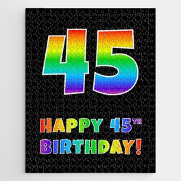 [ Thumbnail: HAPPY 45TH BIRTHDAY - Multicolored Rainbow Spectrum Gradient Jigsaw Puzzle ]