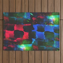 Brush pattern textured style palette picture red, green, blue frame watercolor seamless background Outdoor Rug