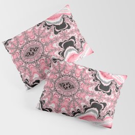 Pink Gray White Fractal Design Tie-Dye Crochet Pillow Sham