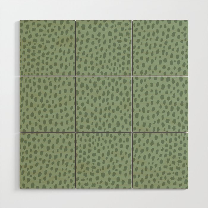 Sage Green Polka Dot Spots Pattern Wood Wall Art