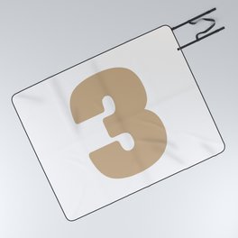 3 (Tan & White Number) Picnic Blanket