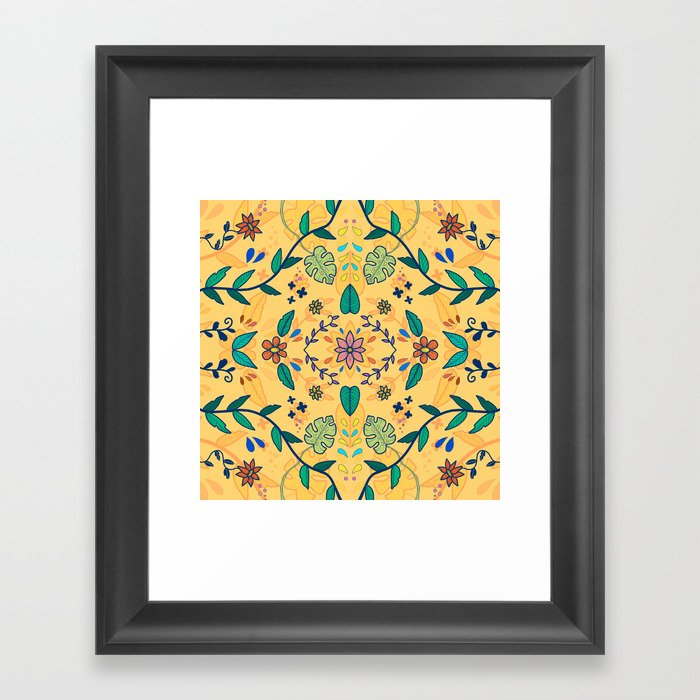 Colorful Flower Pattern Design Framed Art Print