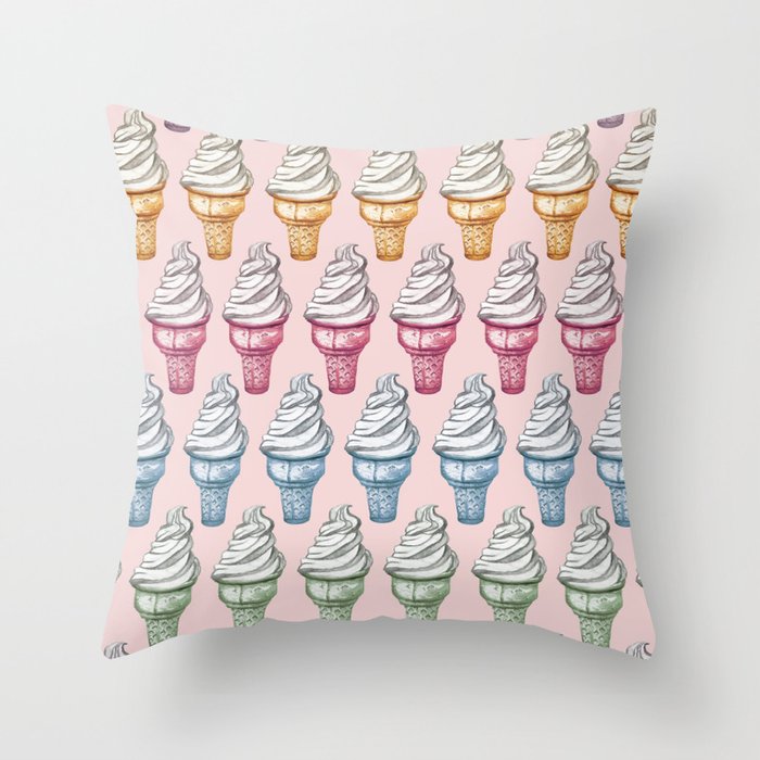 Swirl Ice cream pink pattern Throw Pillow