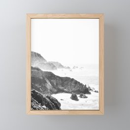 Minimal California Coast Print, Black and White Photography, Coastal Art, Big Sur, California Prints, Travel Photography Framed Mini Art Print