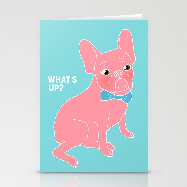 Pink Frenchie - What's Up? Stationery Cards
