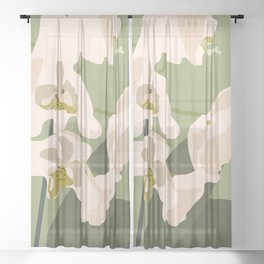 Abstract Orchids Silhouettes  Sheer Curtain