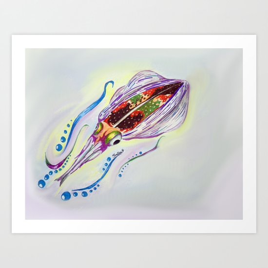 Caribbean Reef Squid Art Print