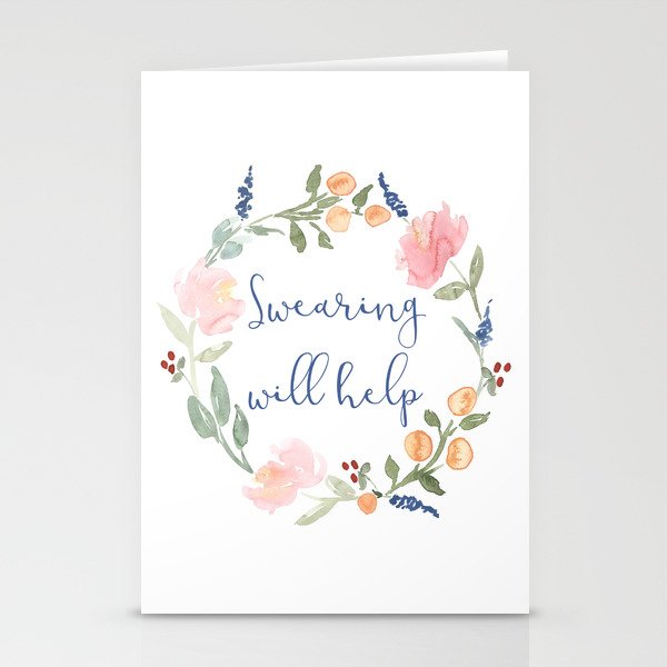 Swearing Will Help Motivational Art Quote Print Stationery Cards