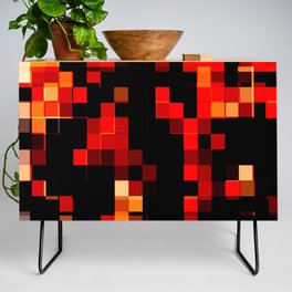 geometric pixel square pattern abstract background in red brown Credenza
