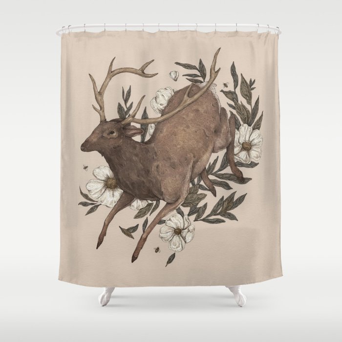 Floral Elk Shower Curtain