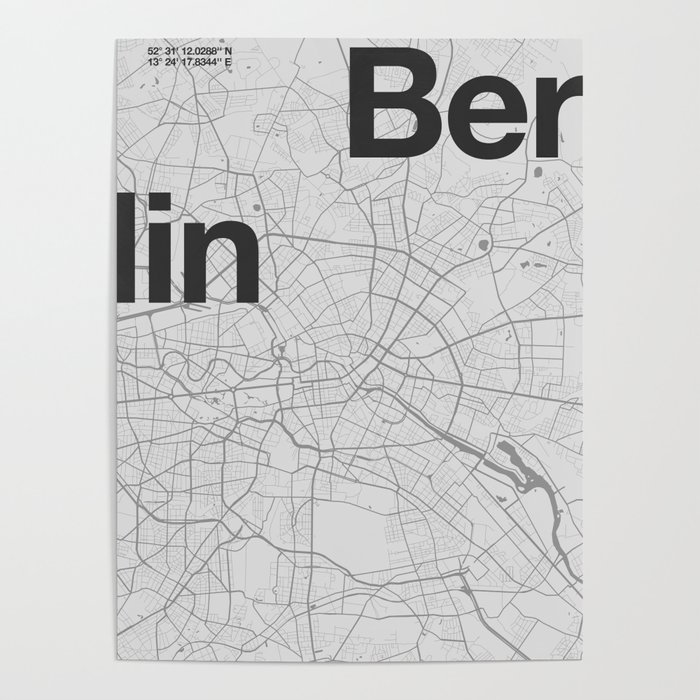 Berlin - Minimal map Art Print by Florent Bodart