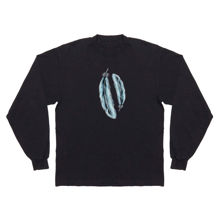 Blue Feathers Long Sleeve T Shirt