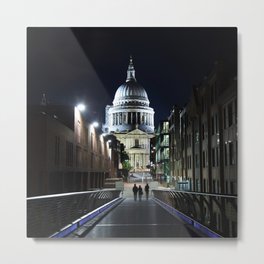 St Paul's Cathedral at night Metal Print | River, Dome, City, Photo, Millennium, Landmark, Britain, London, Pauls, Night 