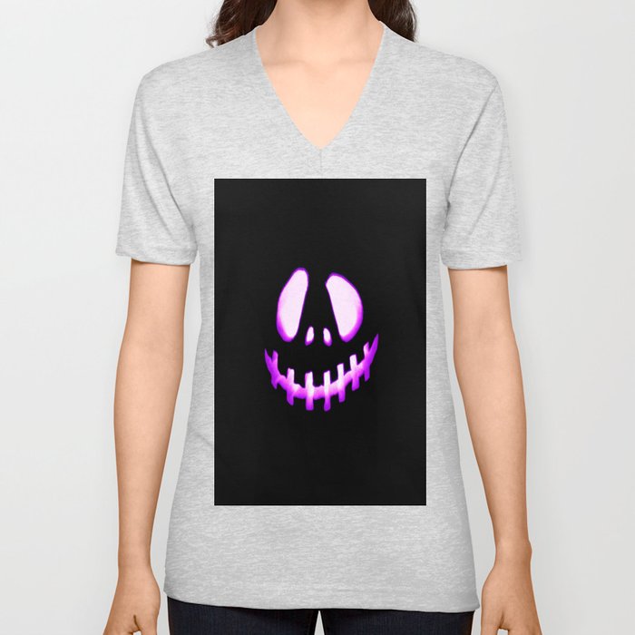 halloween. Jack O Lantern Purple V Neck T Shirt