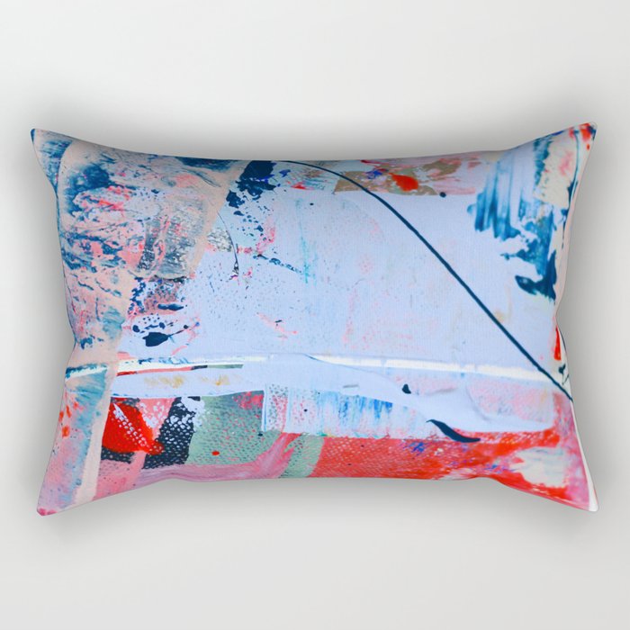 Days go by: a vibrant abstract contemporary piece in red, blue and pink by Alyssa Hamilton Art Rectangular Pillow