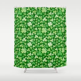 Lucky Green Watercolour Shamrock Pattern Shower Curtain