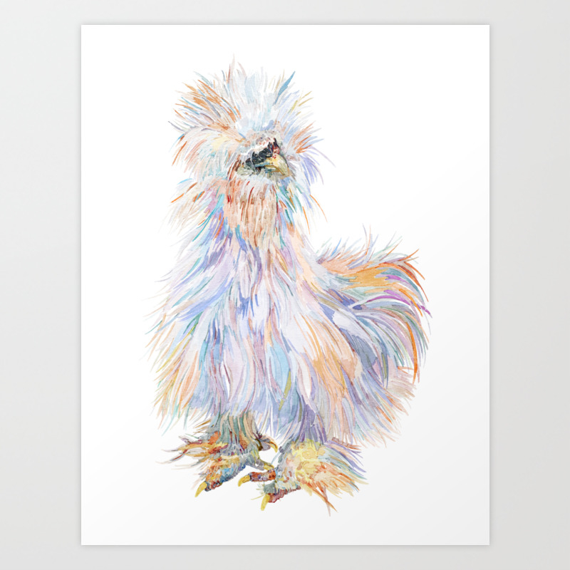 Silkie Chicken Toto Art Print By Beccaboyce Society6 Here's a 58 second video showing you another way to draw a chicken. silkie chicken toto art print by beccaboyce