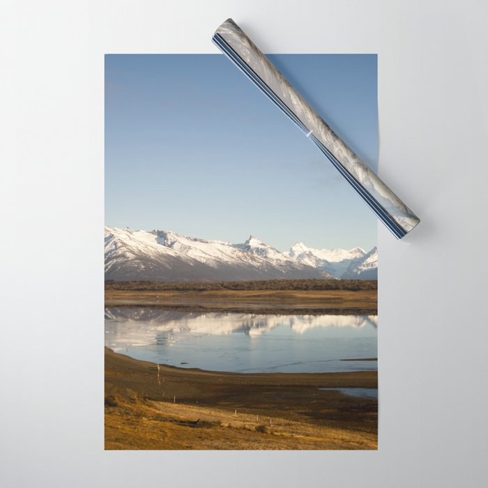 Argentina Photography - Lake Reflecting The Surrounding Mountains Wrapping Paper