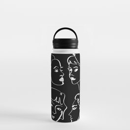 Faces Black and White Water Bottle