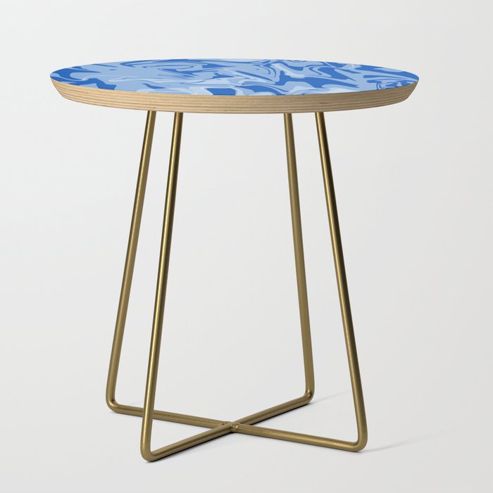 Luxury Blue Liquid Marble Abstract Side Table