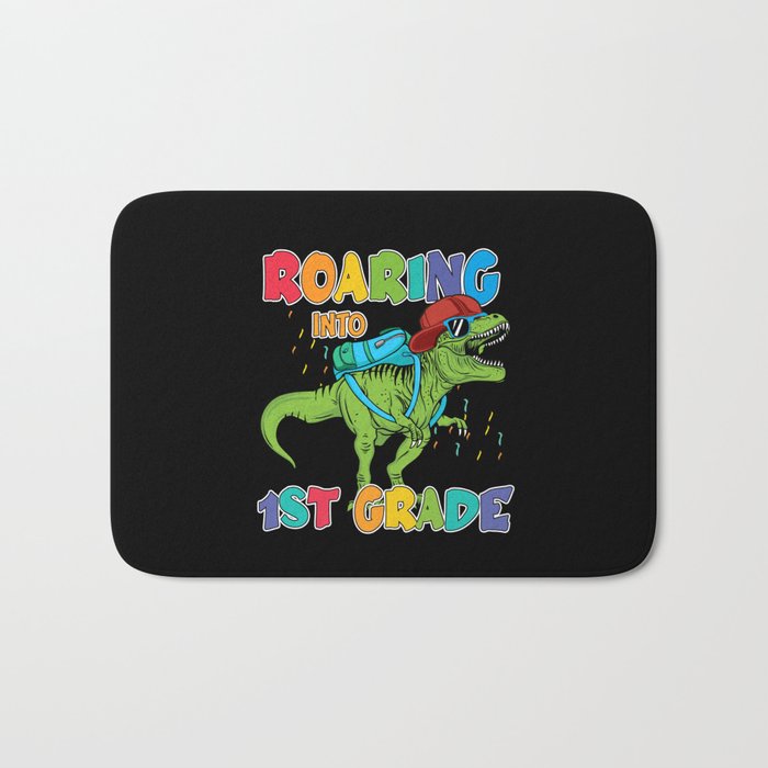 First grade dinosaur first day of school Bath Mat