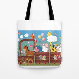 A ride in the cartoon animal kingdom Tote Bag