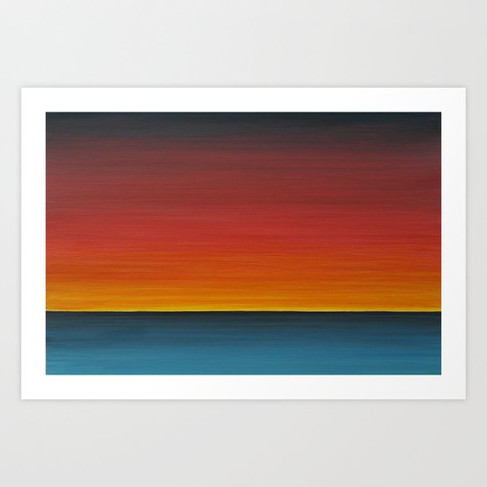 Sea Sunset Meditation Beach Painting Art Print