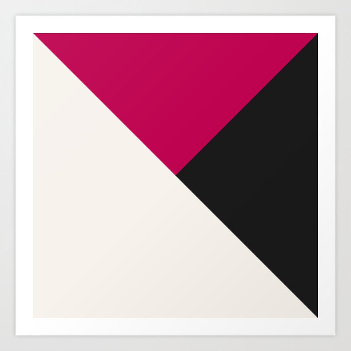 Tricolor Geometry Pink Charcoal Art Print