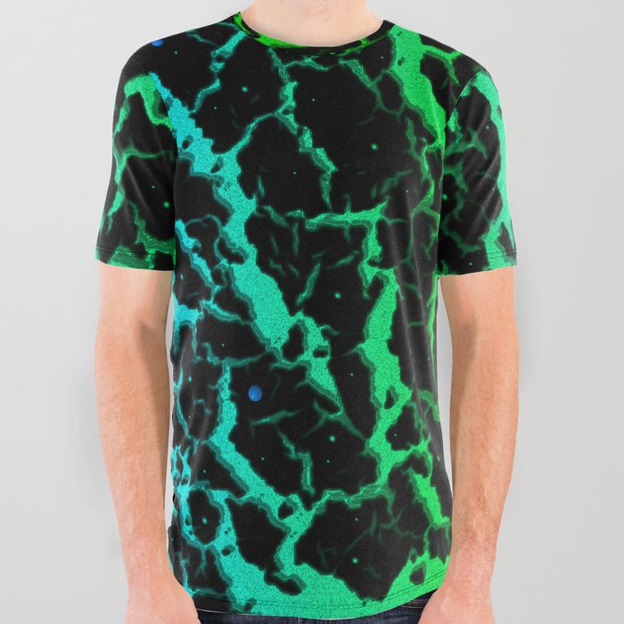 Cracked Space Lava - Cyan/Green All Over Graphic Tee