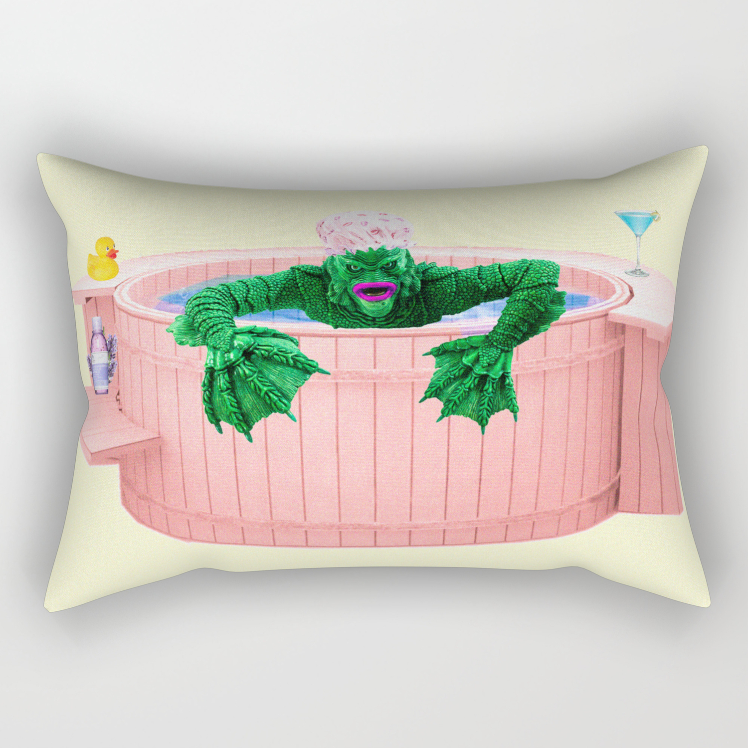 Black Lagoon Monster In Hot Tub Rectangular Pillow By Aybikecelik