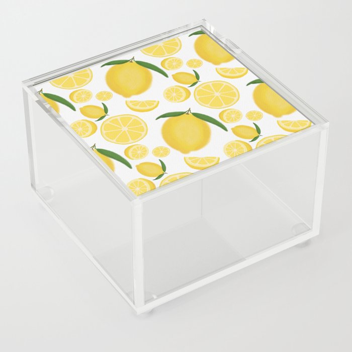 Lemon Love || Bright Fresh Citrus Slices, Seamless Pattern Acrylic Box