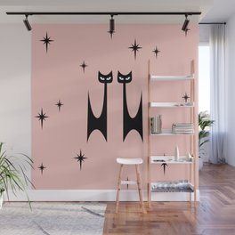 Kitschy Retro Mid Century 50s Cats and Starbursts Wall Mural