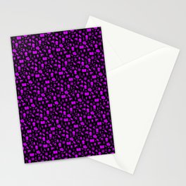 Small Bright Dayglo Purple Halloween Motifs Skulls, Spells & Cats on Spooky Black  Stationery Card
