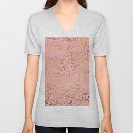 Foil Glam Leopard Print 07 V Neck T Shirt