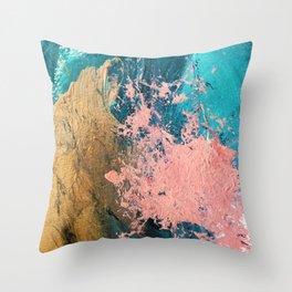 Coral Reef [1]: colorful abstract in blue, teal, gold, and pink Throw Pillow