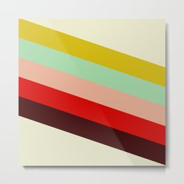 Juno - Colorful Classic Abstract Minimal Retro 70s Style Stripes Design Metal Print | Cool, Decorative, Ageless, Pop Art, Classic, Stripe, Colorful, Colors, Stripes, Color 