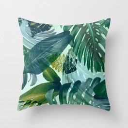 Jungles greens, banana leaf, tropical, Hawaii decor Throw Pillow