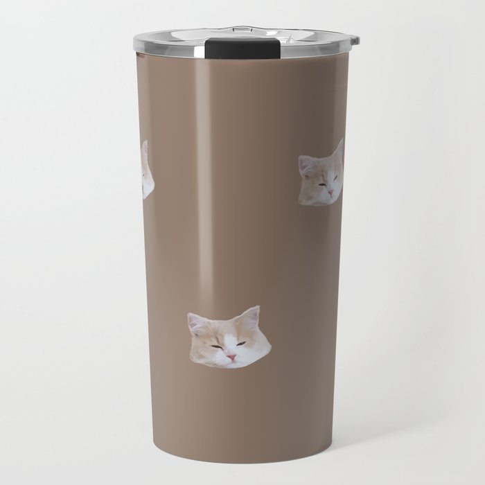 omochi cat monogram illustration version brown Travel Mug