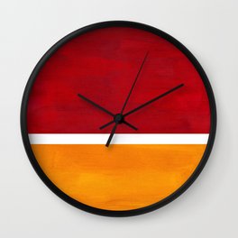 Burnt Red Yellow Ochre Mid Century Modern Abstract Minimalist Rothko Color Field Squares Wall Clock