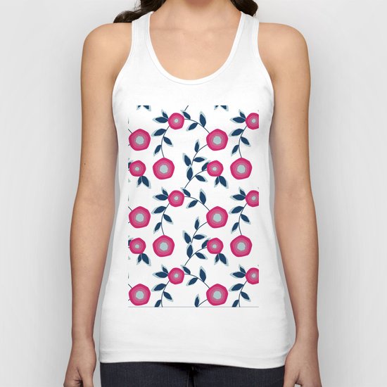 Red flowers on a white background. Unisex Tank Top