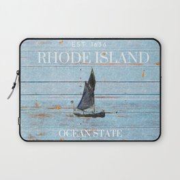 Ocean State - Rhode Island beach driftwood sailing / sailboat with disks of water reflection portrait painting art Laptop Sleeve
