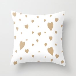 Hand-Drawn Hearts (Tan & White Pattern) Throw Pillow