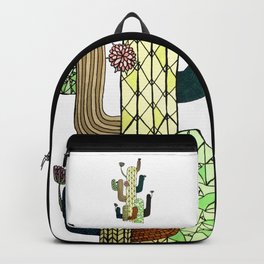 Cacs are Cute Backpack | Desert, Blackliner, Botany, Pattern, Flowers, Digital, Desertstyle, Ink Pen, Cactus, Drawing 