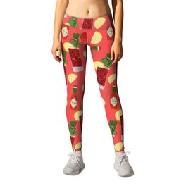 Bloody Mary Leggings | Bar, Hangover, Drink, Ink Pen, Pattern, Hotsauce, Collage, Digital, Bloodymary, Drawing 