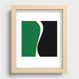 Simple Waves 2 - Green, Cream and Black Recessed Framed Print